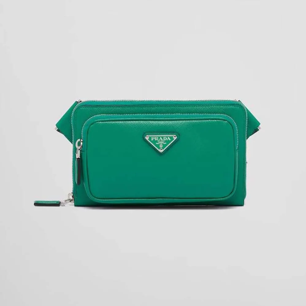 Prada Saffiano Leather Belt Bag for Men in Green