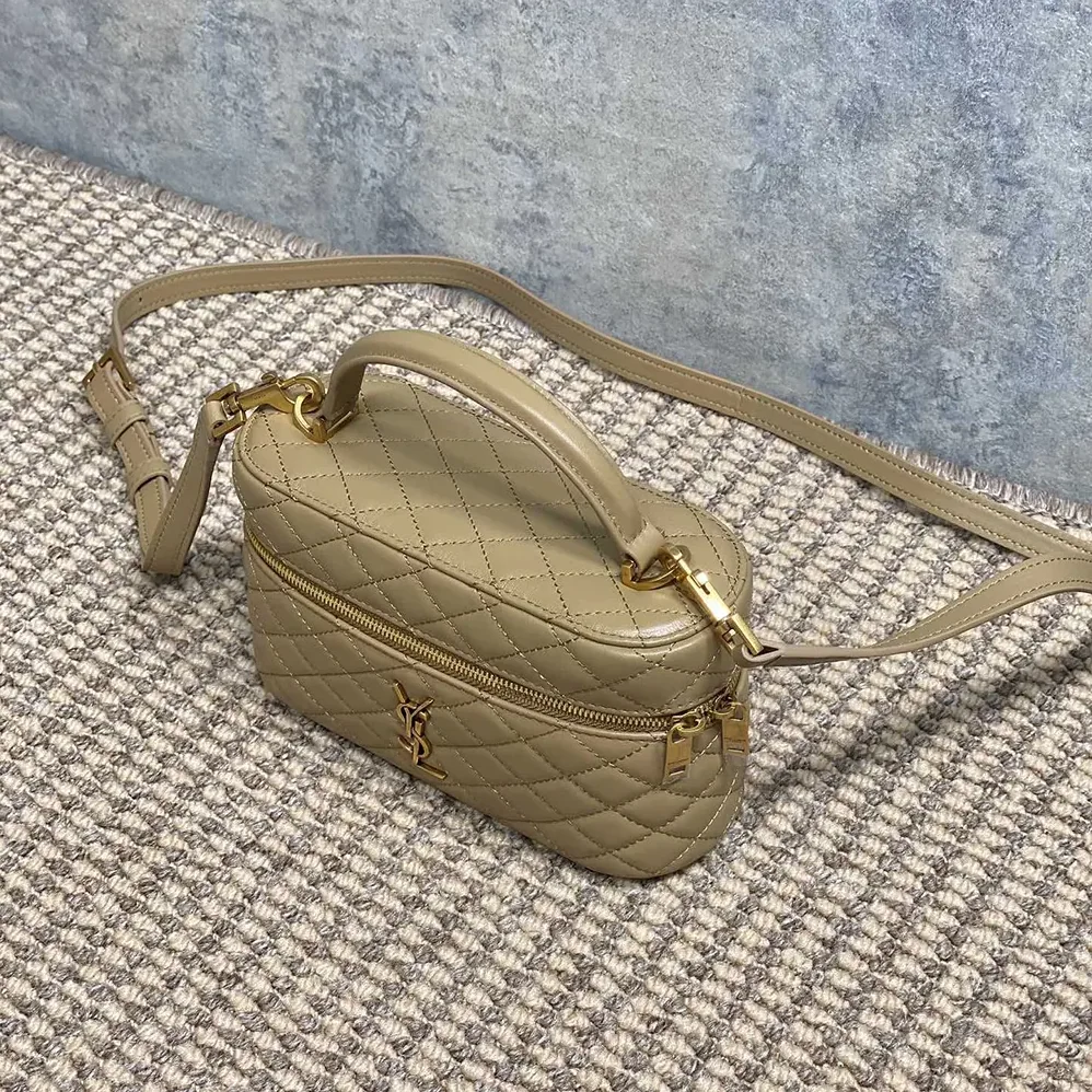 Saint Laurent YSL Gaby Vanity Bag In Lambskin for Women in Beige Saint Laurent YSL Gaby Vanity Bag In Lambskin for Women in Beige