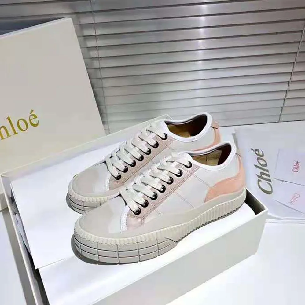 Chloe Clint Low-Top Sneaker in Nylon & Suede Calfskin for Women in Pink Chloe Clint Low-Top Sneaker in Nylon & Suede Calfskin for Women in Pink