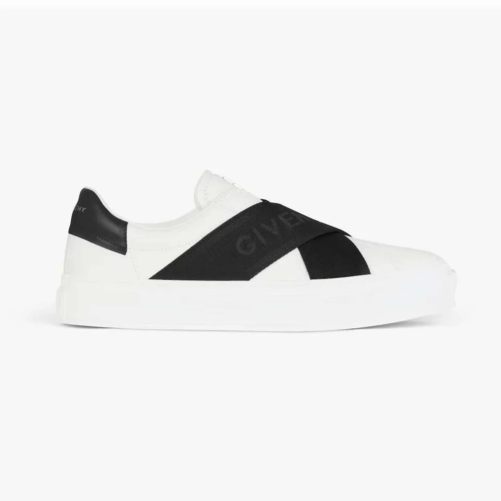 Givenchy City Sport Sneakers in Leather with Double Webbing Strap for Men in White