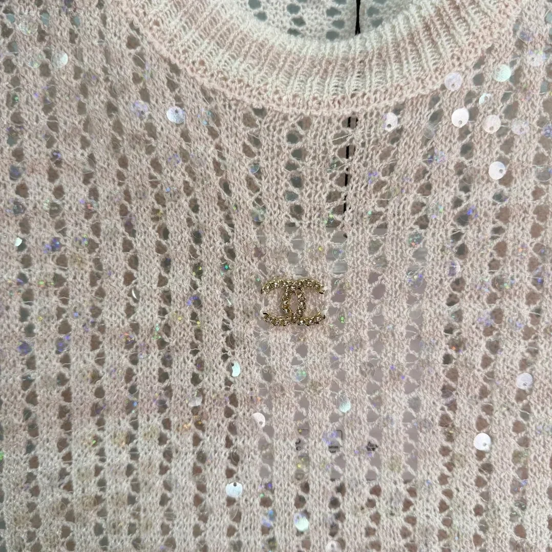Chanel Sequin Embellished Top Ombre Pink
