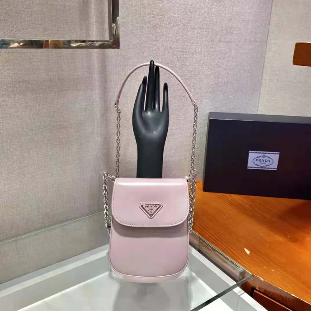 Prada Brushed Leather Mini-Bag for Women in Pink Prada Brushed Leather Mini-Bag for Women in Pink