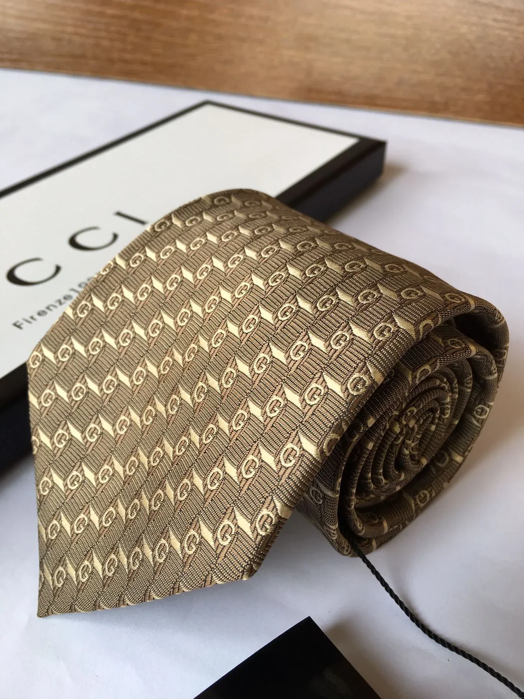 Gucci G Silk Jacquard Tie Yellow Copper GG for Men