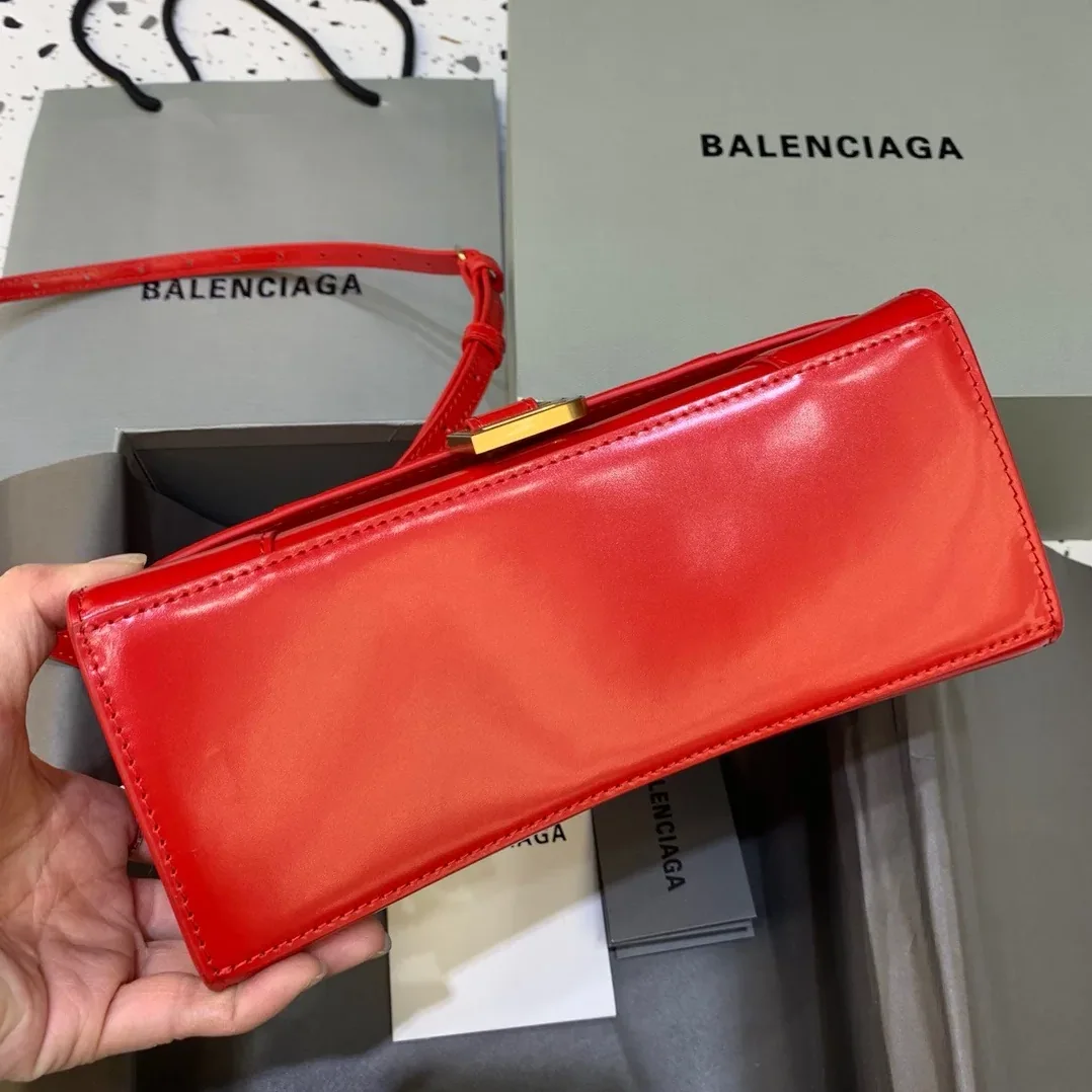 Balenciaga Hourglass Small Handbag In Bright Red
