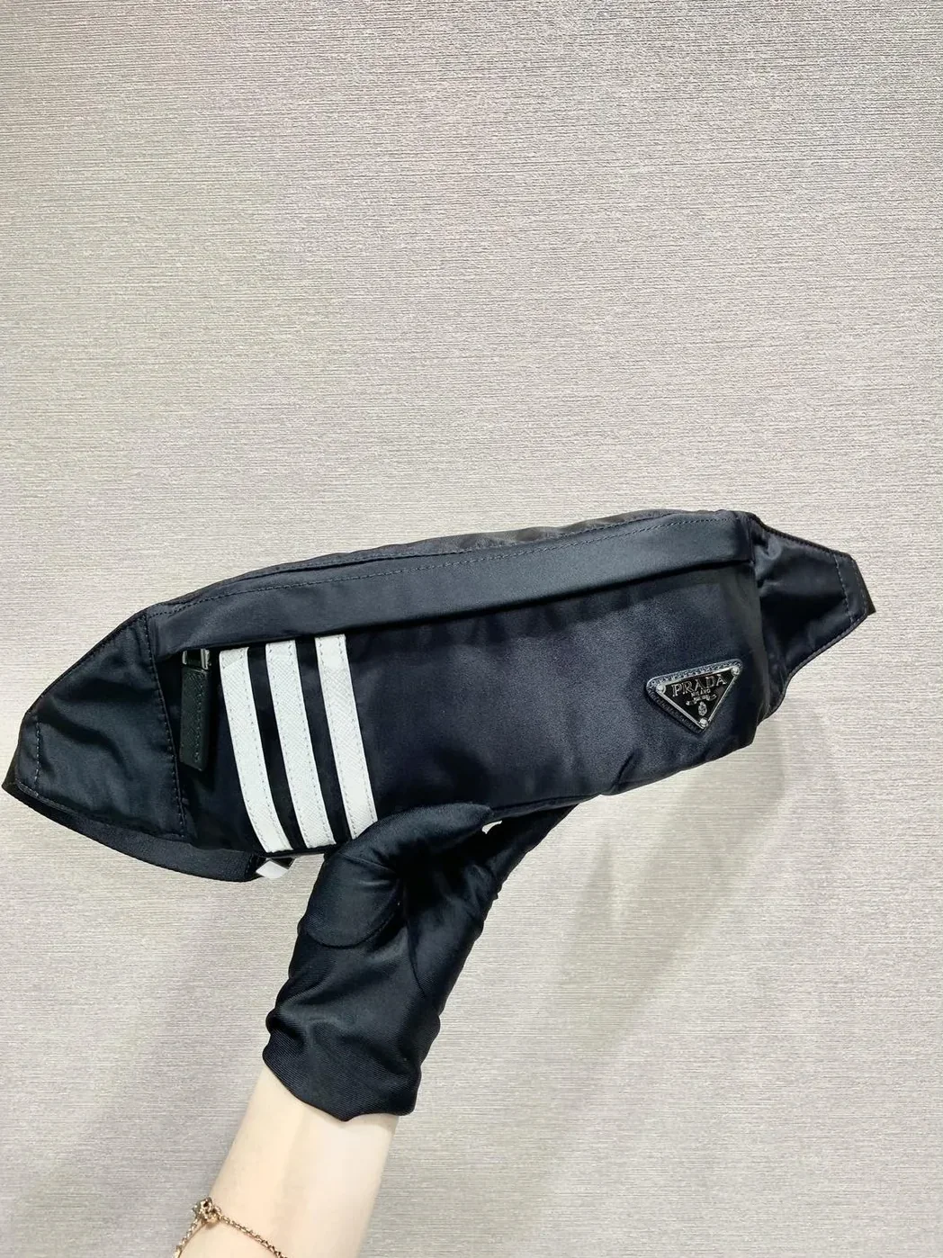 Prada Re-Nylon And Saffiano Belt Bag Black