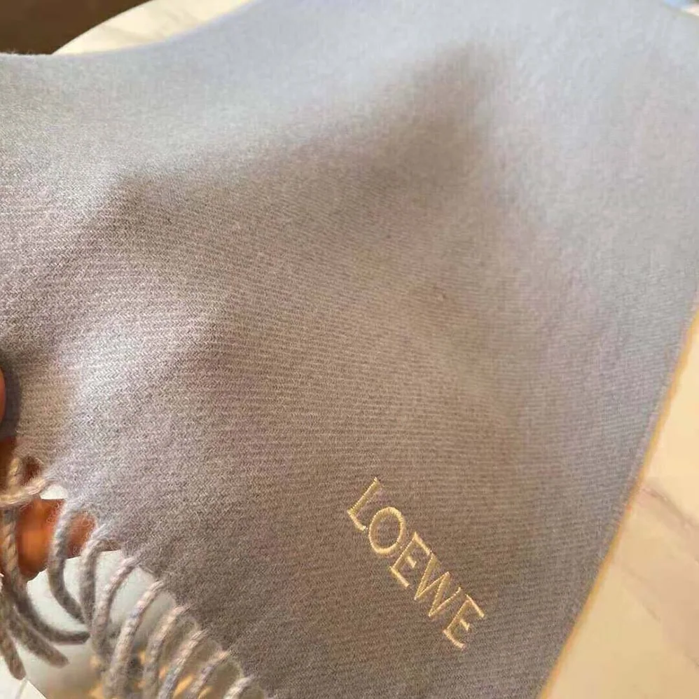 Loewe Scarf in Wool and Cashmere for Unisex in Blue Loewe Scarf in Wool and Cashmere for Unisex in Blue