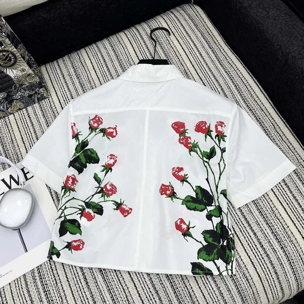 Loewe Short Sleeve Shirt in Cotton for Women in White Loewe Short Sleeve Shirt in Cotton for Women in White