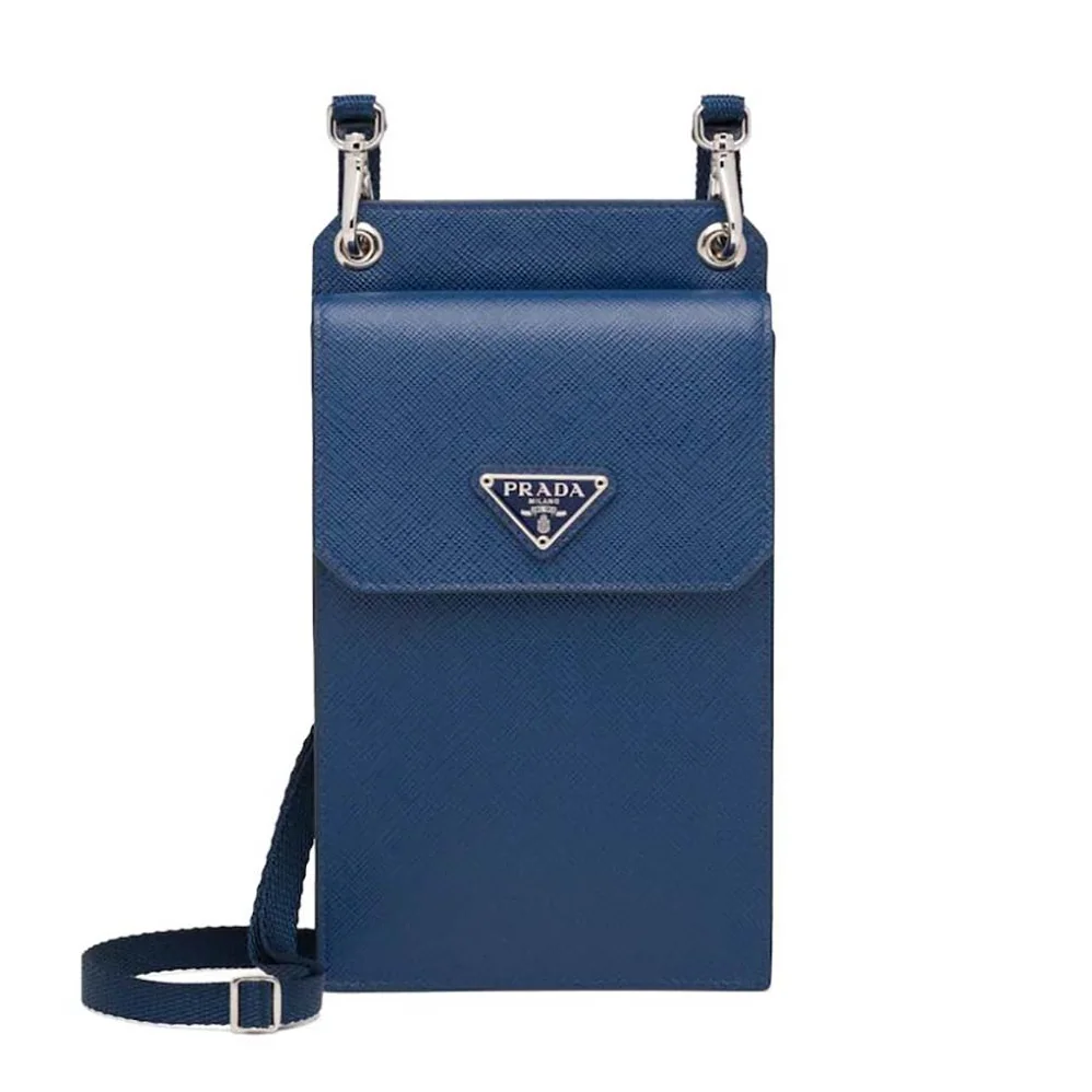 Prada Saffiano Leather Smartphone Case for Men in Navy Prada Saffiano Leather Smartphone Case for Men in Navy