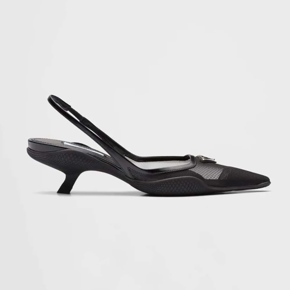 Prada Mesh Fabric Slingback Pumps for Women in Black