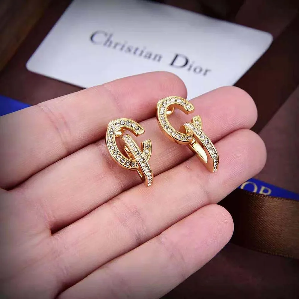 Dior CD Lock Earrings Gold-Finish Metal and Silver for Women in Tone Crystals