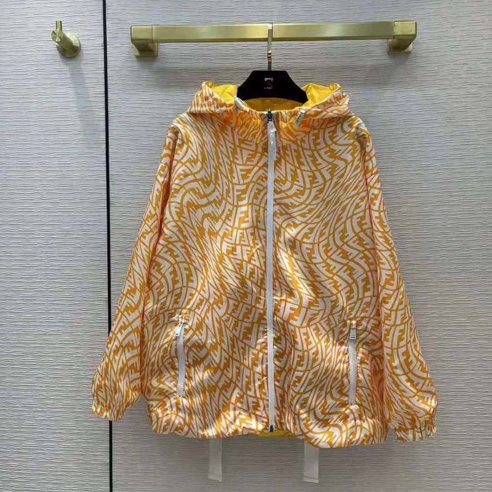 Fendi Windbreaker Yellow Nylon Jacket for Women Fendi Windbreaker Yellow Nylon Jacket for Women