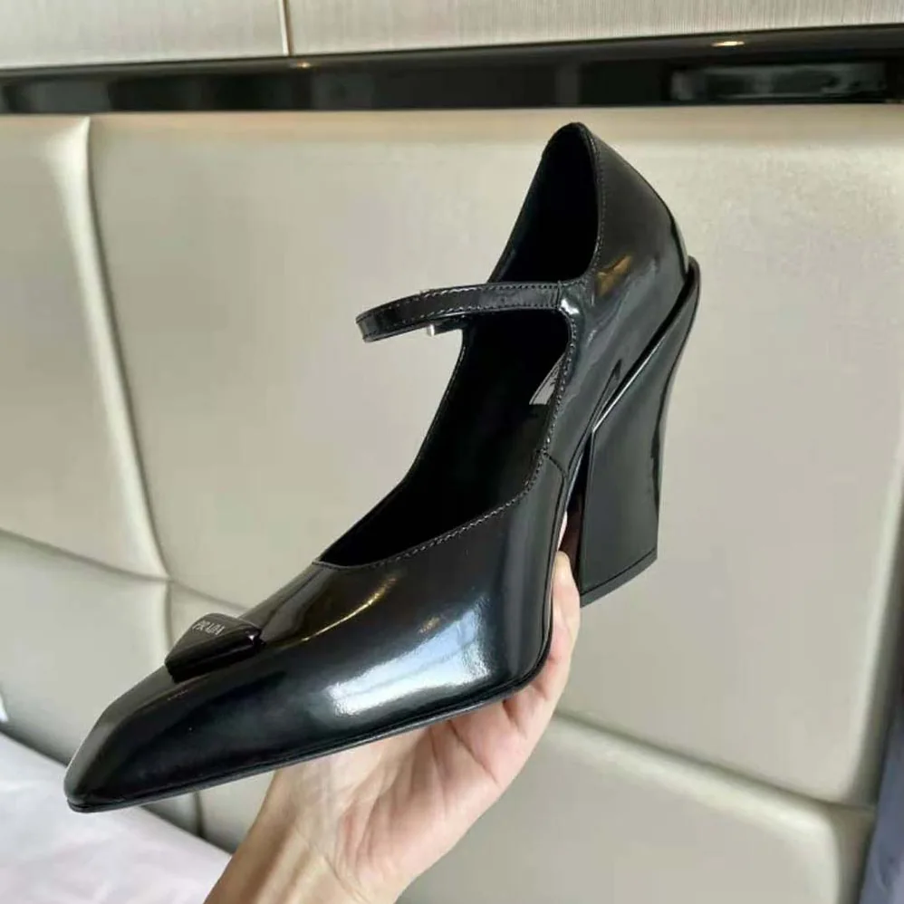 Prada Brushed Leather Pumps for Women in Black