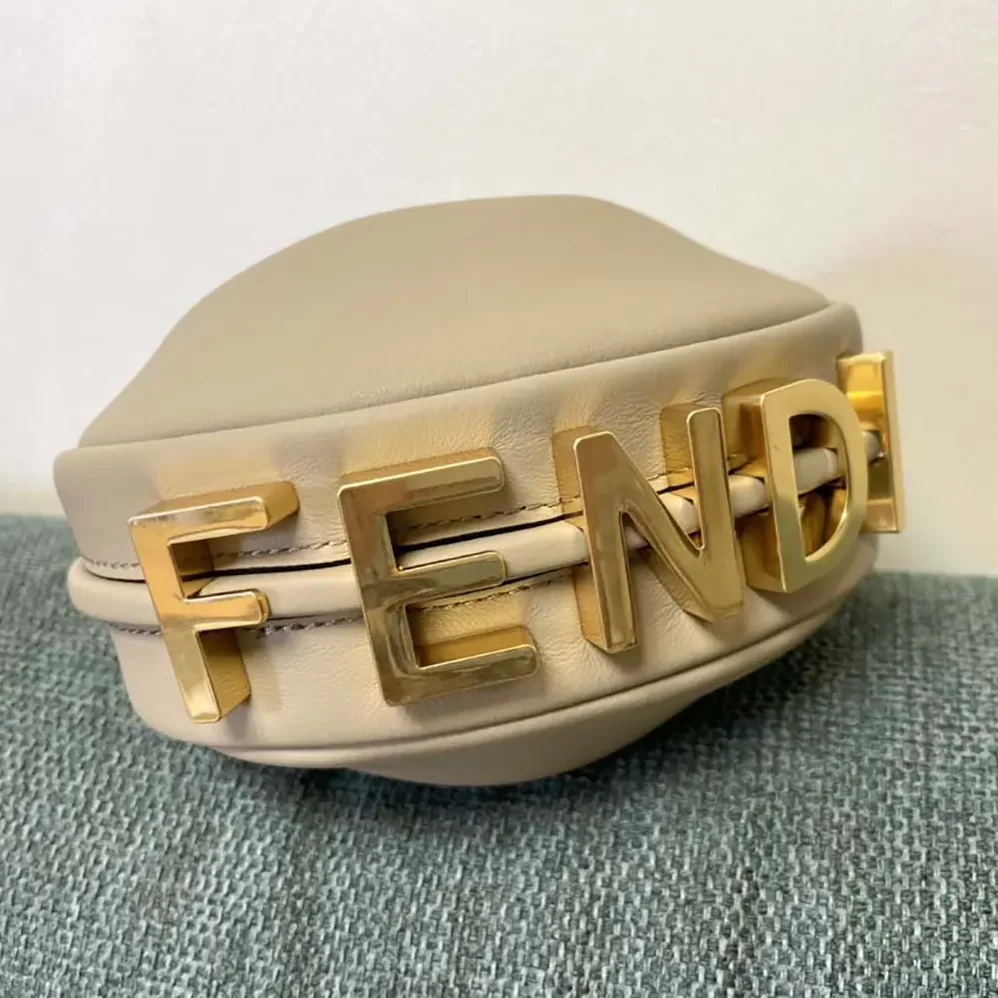 Fendi Nano Fendigraphy Gray Leather Charm for Women Fendi Nano Fendigraphy Gray Leather Charm for Women