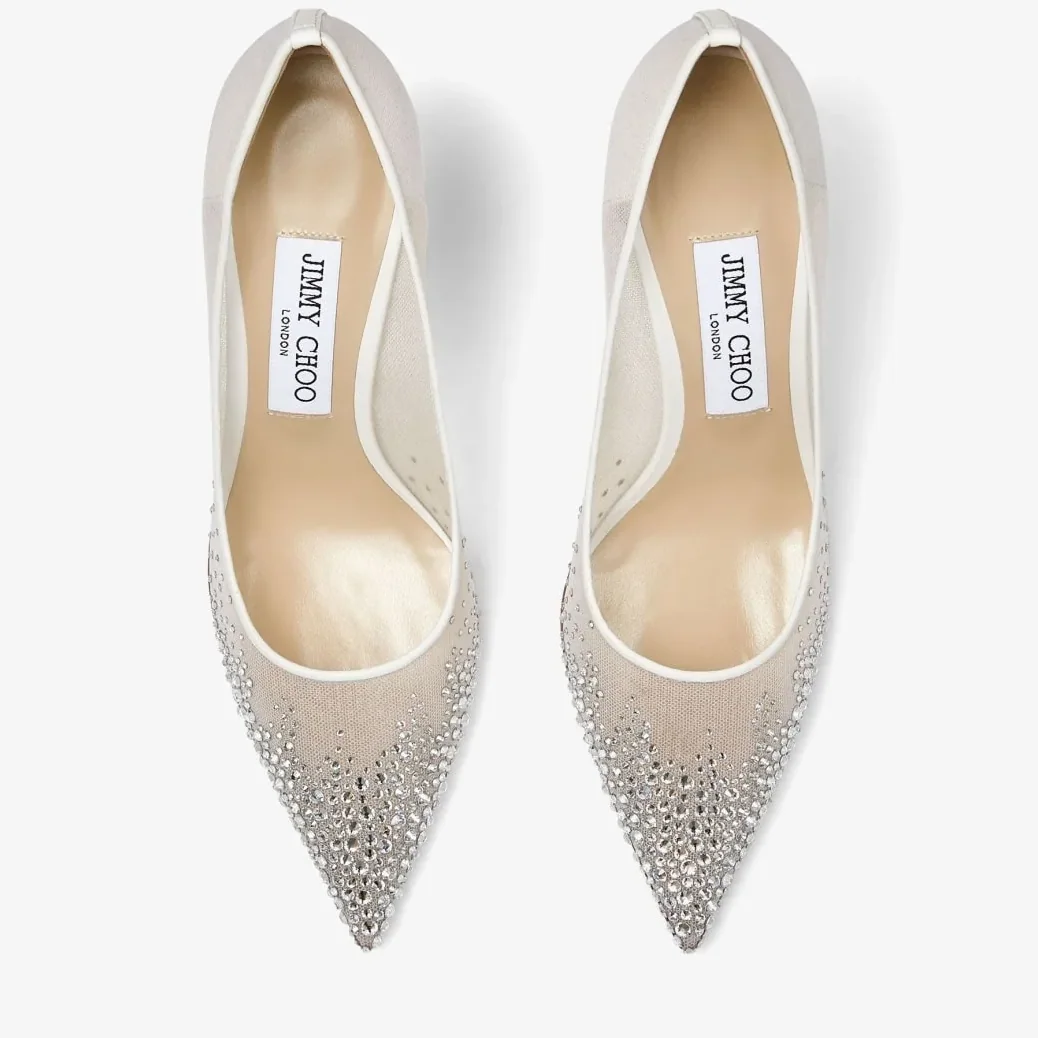 Jimmy Choo Love 85 Mesh Pointed-Toe Pumps White LOVE85NYT Jimmy Choo Love 85 Mesh Pointed-Toe Pumps White LOVE85NYT