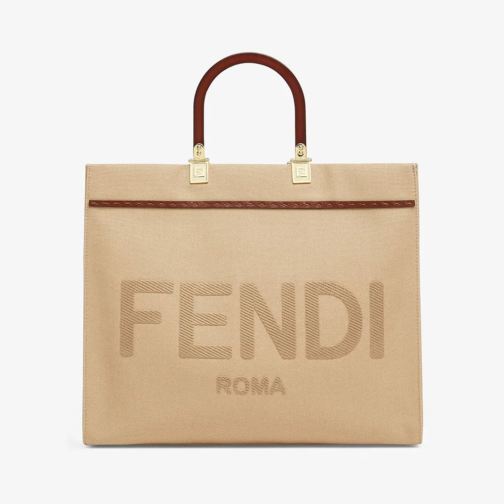 Fendi Fendi Sunshine Medium Beige Canvas Bag for Women