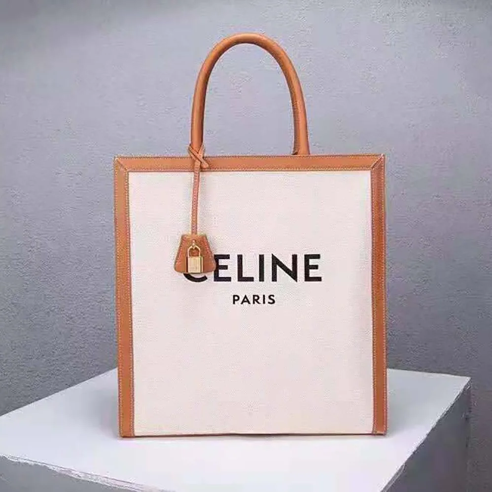 Celine Vertical Cabas Celine in Canvas with Celine Print and Calfskin for Women Celine Vertical Cabas Celine in Canvas with Celine Print and Calfskin for Women