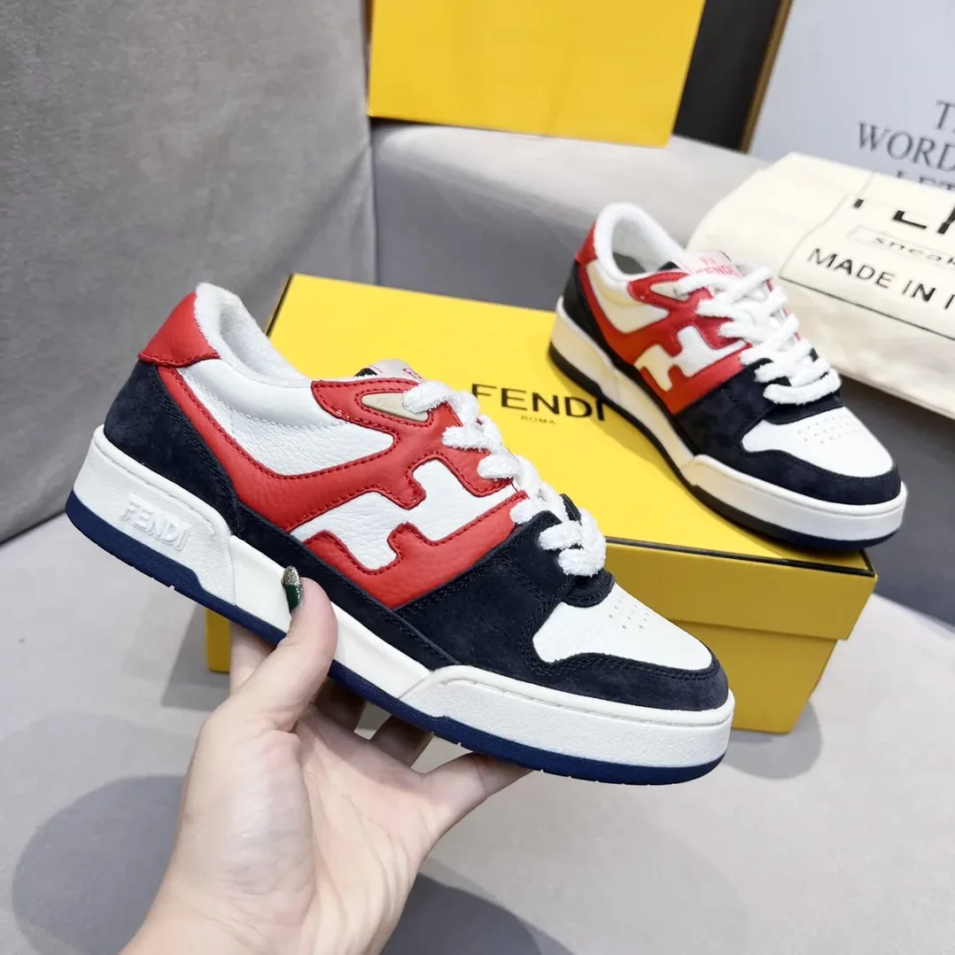 Fendi FD Match Low Tops Sneakers Red And Black Fendi FD Match Low Tops Sneakers Red And Black