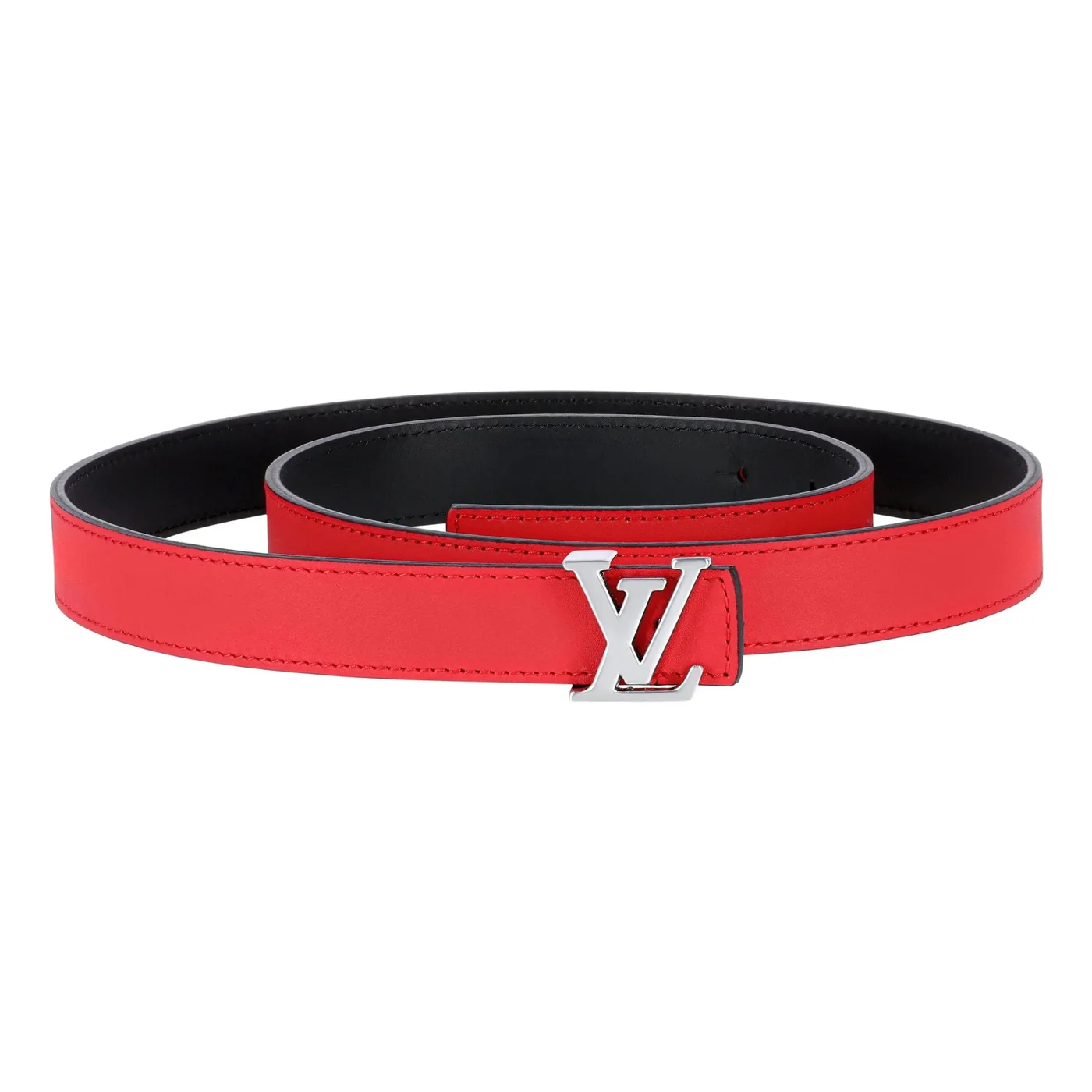 Reversible Red in Black Leather Belt