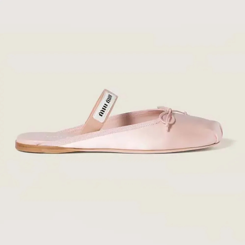 Miu Miu Satin Ballerina Mules for Women in Pink Miu Miu Satin Ballerina Mules for Women in Pink