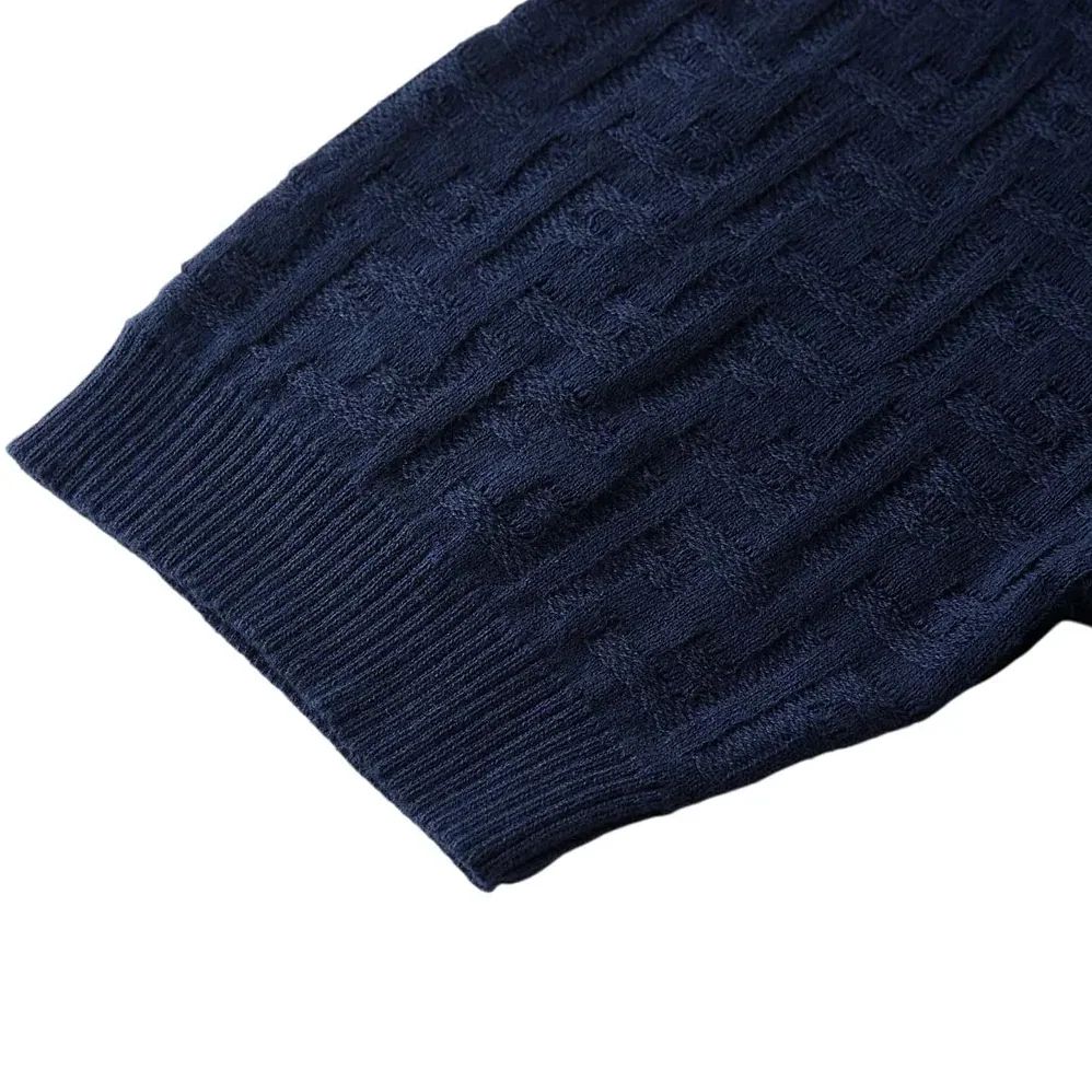 Fendi Dark Blue Cotton Tricot Polo Shirt for Men