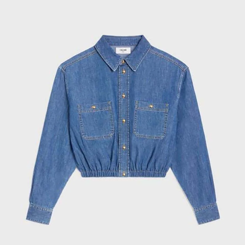 Celine Cropped Shirt in Union Ocean Wash Denim for Women