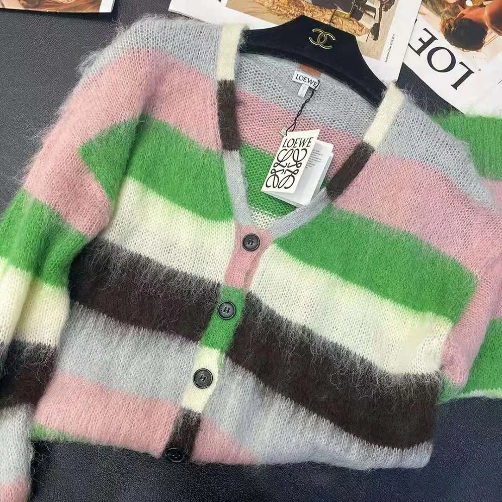Loewe Stripe Cardigan in Mohair for Women Loewe Stripe Cardigan in Mohair for Women