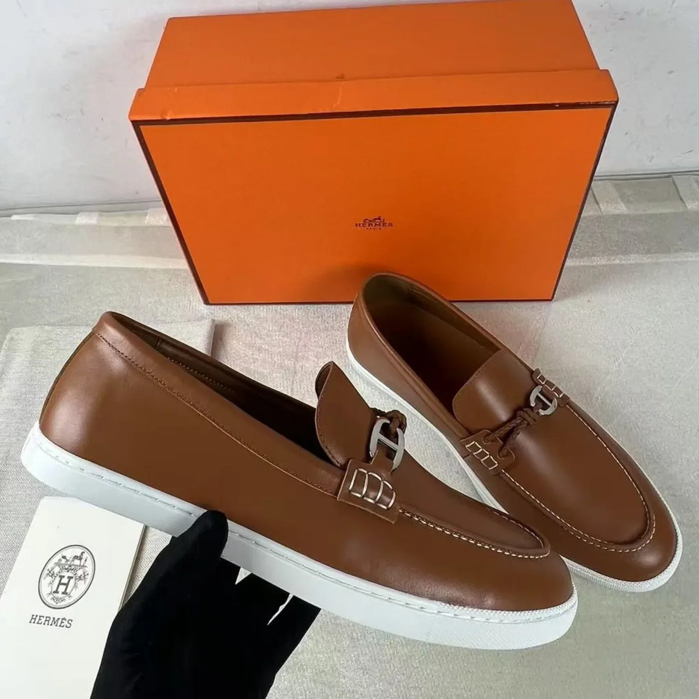 Hermes Ignacio Loafers Brown