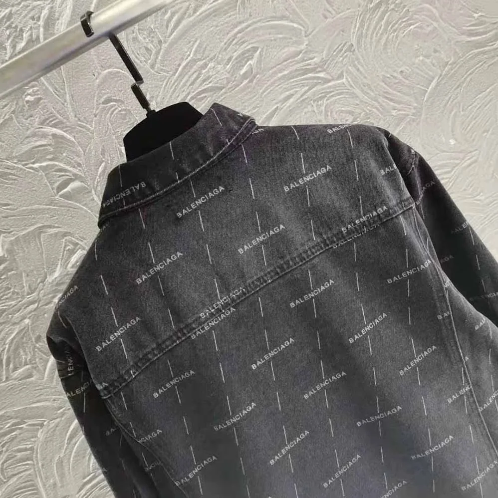 Balenciaga Large Fit Jacket in Stonewashed Black Lasered Denim for Women Balenciaga Large Fit Jacket in Stonewashed Black Lasered Denim for Women