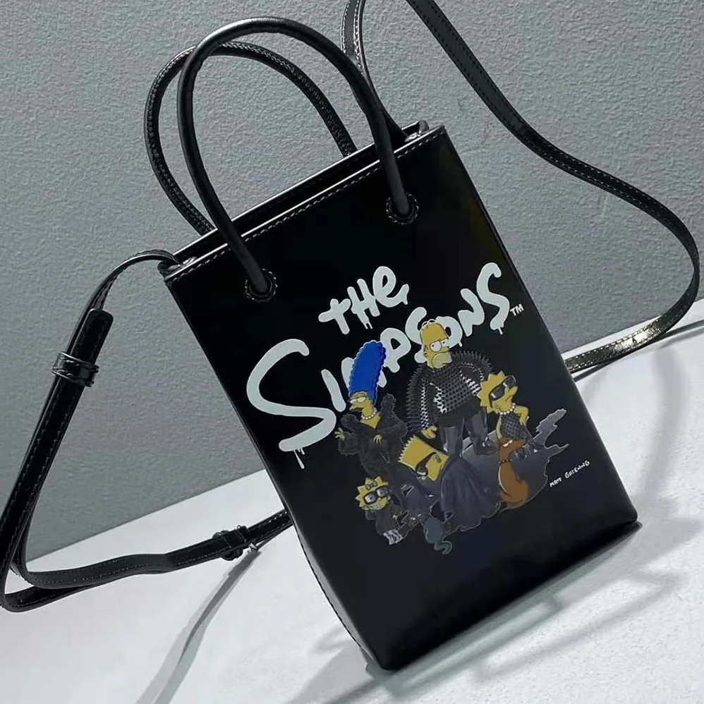 Balenciaga the Simpsons Tm 20th Television Mini Shopping Bag in Shiny Box Calfskin in Black for Women Balenciaga the Simpsons Tm 20th Television Mini Shopping Bag in Shiny Box Calfskin in Black for Women