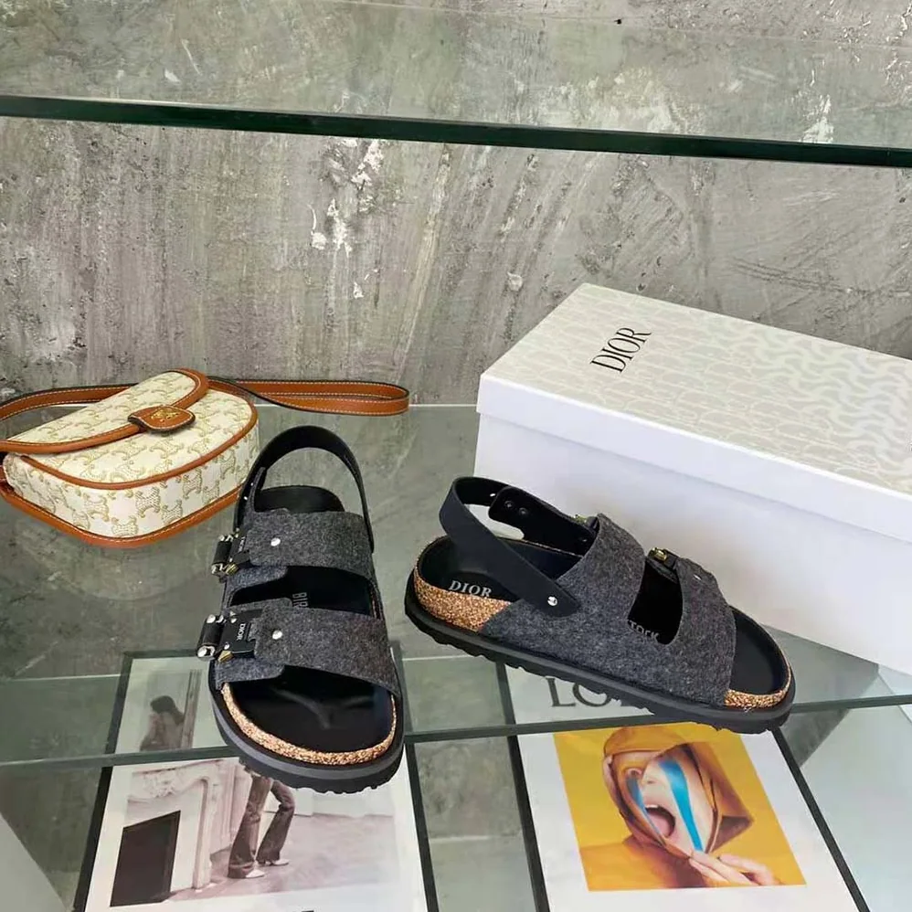 Dior By Birkenstock Milano Sandal Black Nubuck Calfskin for Men