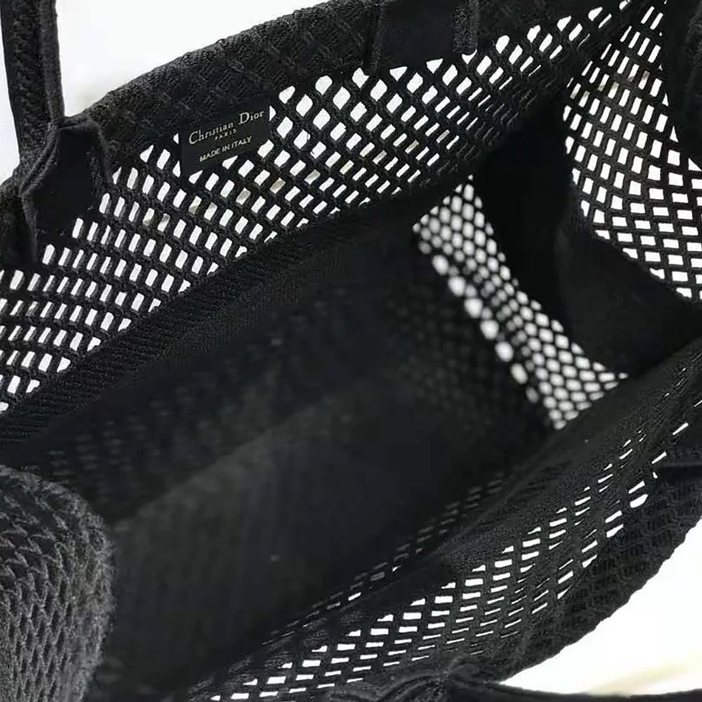 Dior Dior Book Tote Black Mesh Embroidery for Women