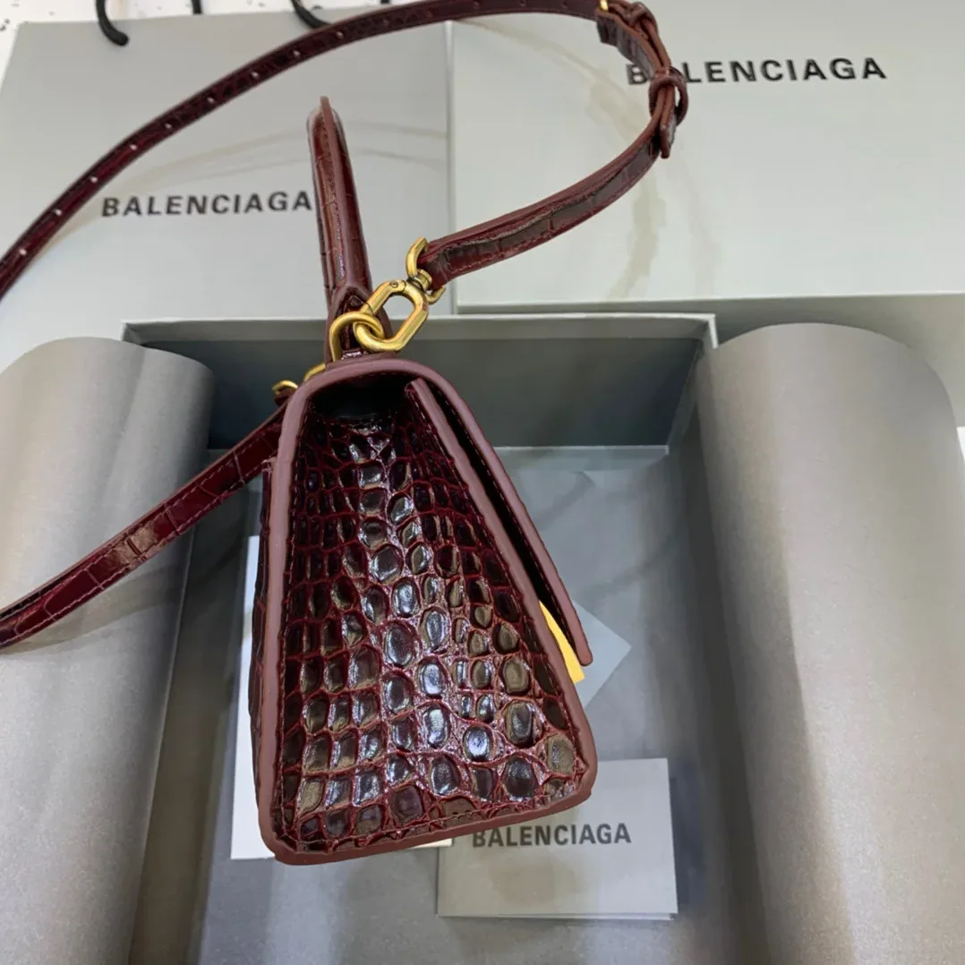 Balenciaga Hourglass XS Handbag In Dark Red Balenciaga Hourglass XS Handbag In Dark Red