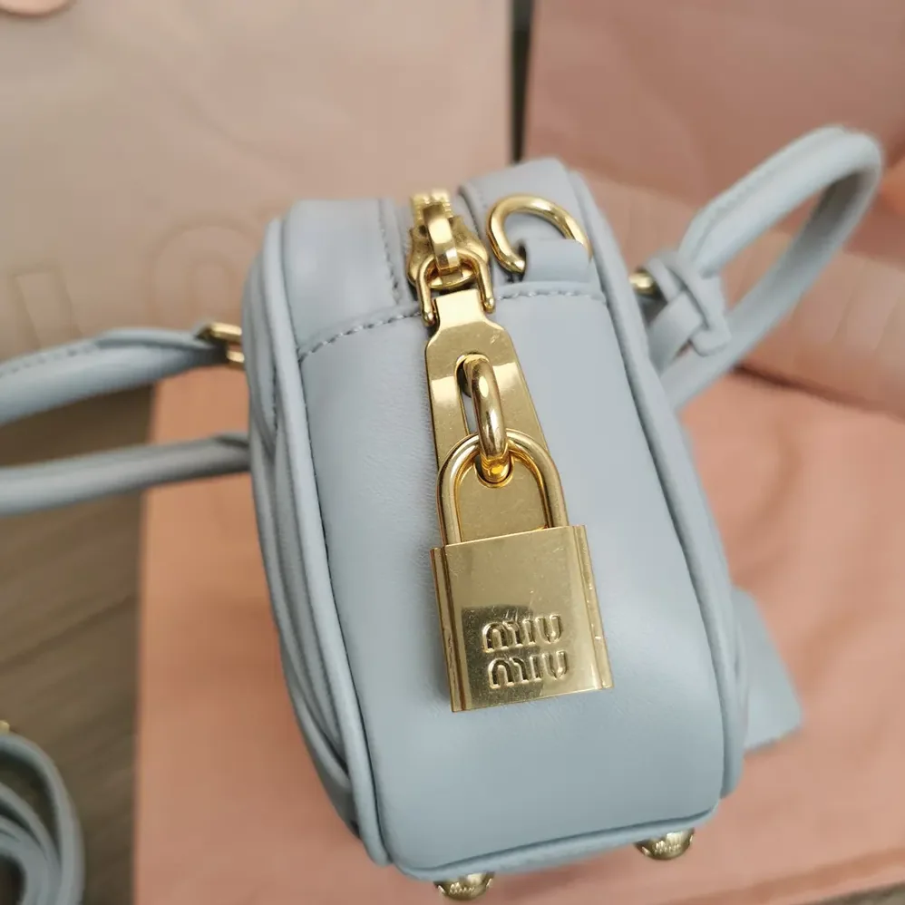 Miu Miu Arcadie Matelassé Nappa Leather Bag for Women in Pearl Gray