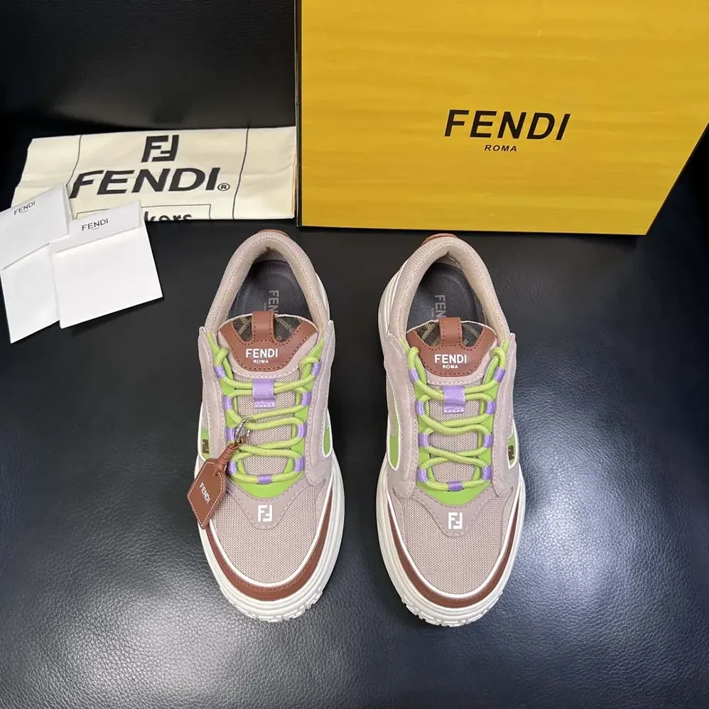 Fendi Force Sneakers Beige Mesh and Brown Leather Low for Unisex in tops Fendi Force Sneakers Beige Mesh and Brown Leather Low for Unisex in tops