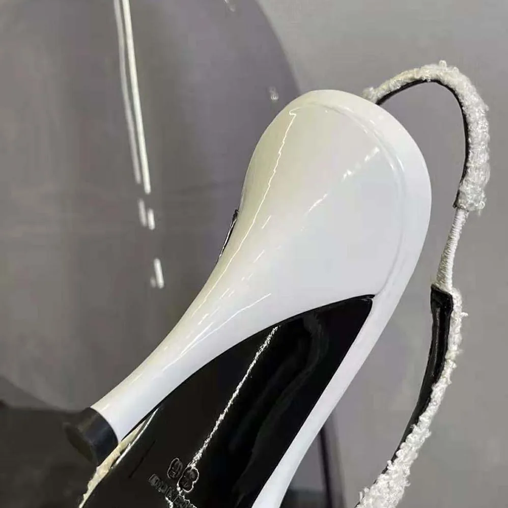Saint Laurent YSL Vesper Slingback Pumps in Boucle Tweed for Women in White