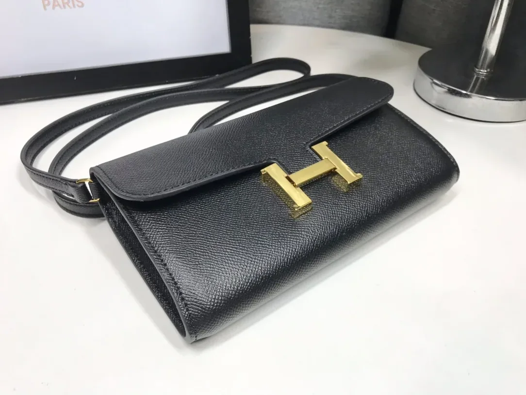 Hermes Constance Togo Long Wallet Black Gold Hardware Hermes Constance Togo Long Wallet Black Gold Hardware
