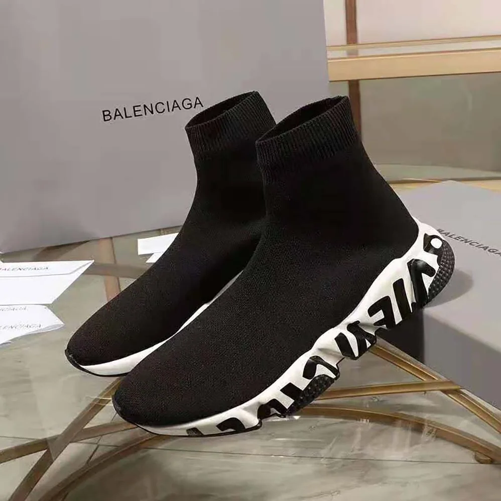Balenciaga Speed Sneaker in Black for Unisex in White Graffiti Sole Unit Balenciaga Speed Sneaker in Black for Unisex in White Graffiti Sole Unit
