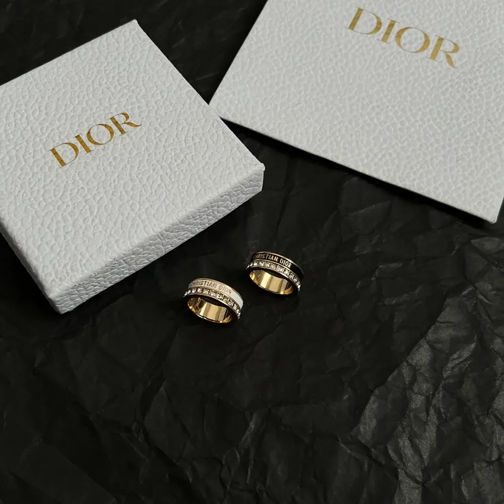 Dior Night Code Ring Gold-Finish Metal White Crystals and White Lacquer for Women Dior Night Code Ring Gold-Finish Metal White Crystals and White Lacquer for Women