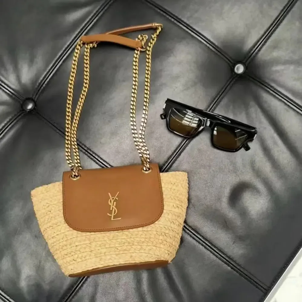 Saint Laurent YSL Mini Manon in Raffia for Women Saint Laurent YSL Mini Manon in Raffia for Women
