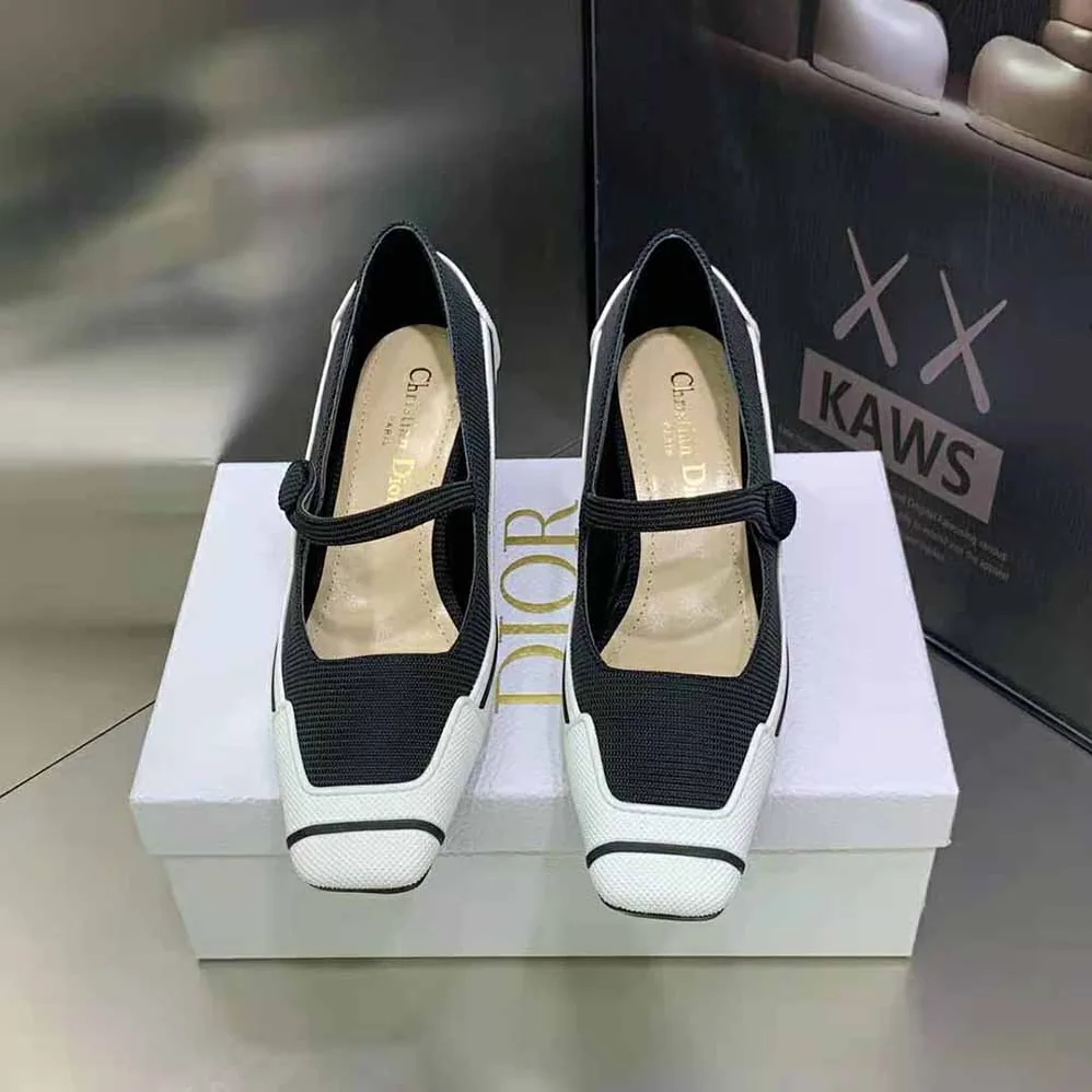 Dior D-Motion Pump Black Technical Fabric and White Rubber for Women Dior D-Motion Pump Black Technical Fabric and White Rubber for Women
