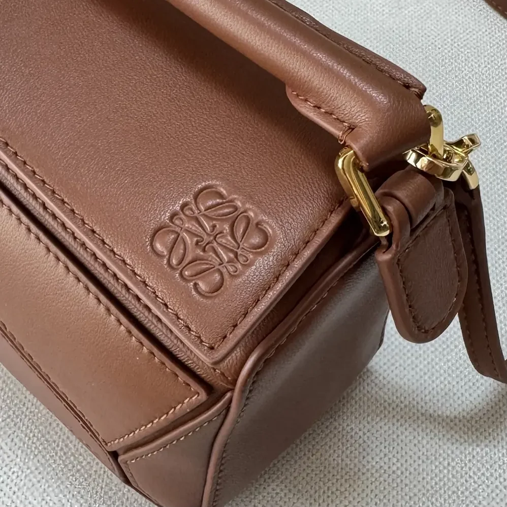 Loewe Small Featherlight Puzzle Bag in Nappa Lambskin for Unisex in Brown