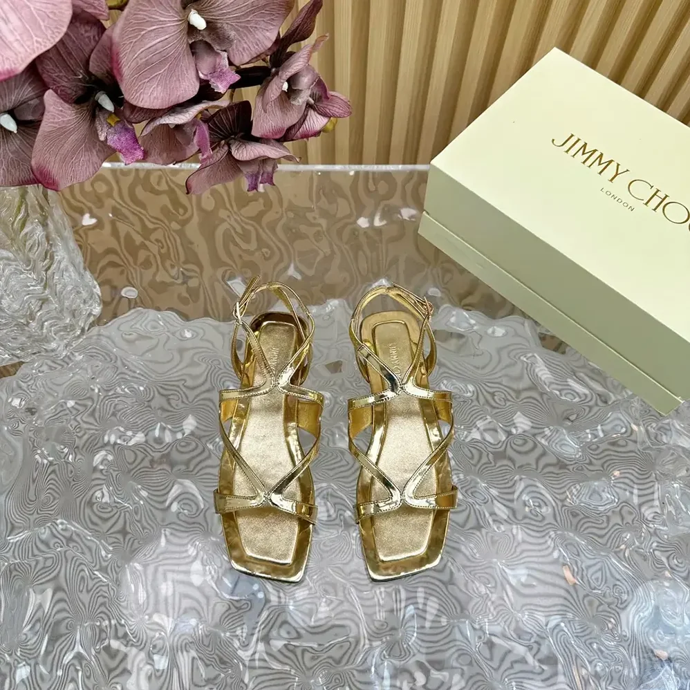 Jimmy Choo Ayla Flat Gold Metallic Leather Flats for Women Jimmy Choo Ayla Flat Gold Metallic Leather Flats for Women