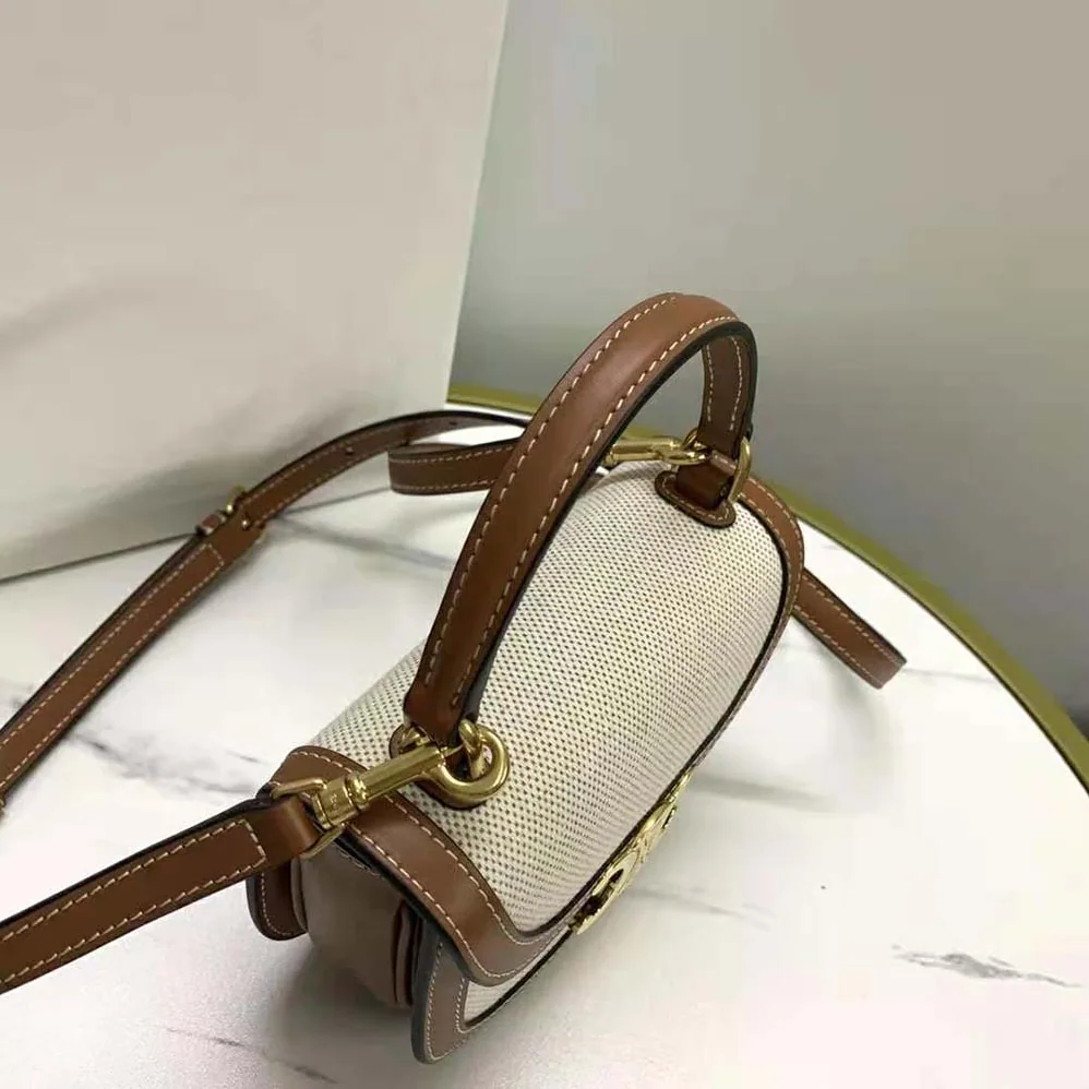 Celine Mini Besace Triomphe in Shiny Calfskin for Women in Beige Celine Mini Besace Triomphe in Shiny Calfskin for Women in Beige