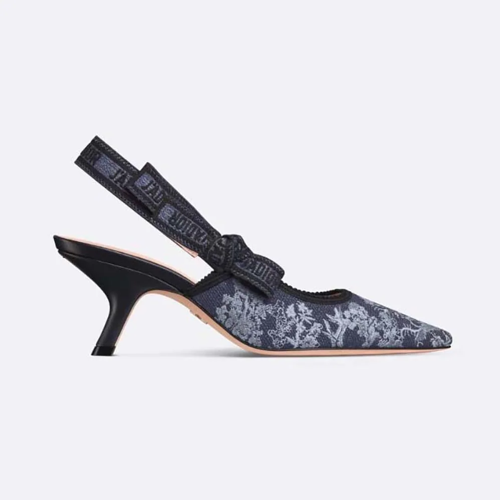 Dior J'Adior Slingback Pump Blue Multicolor Embroidered Denim for Women