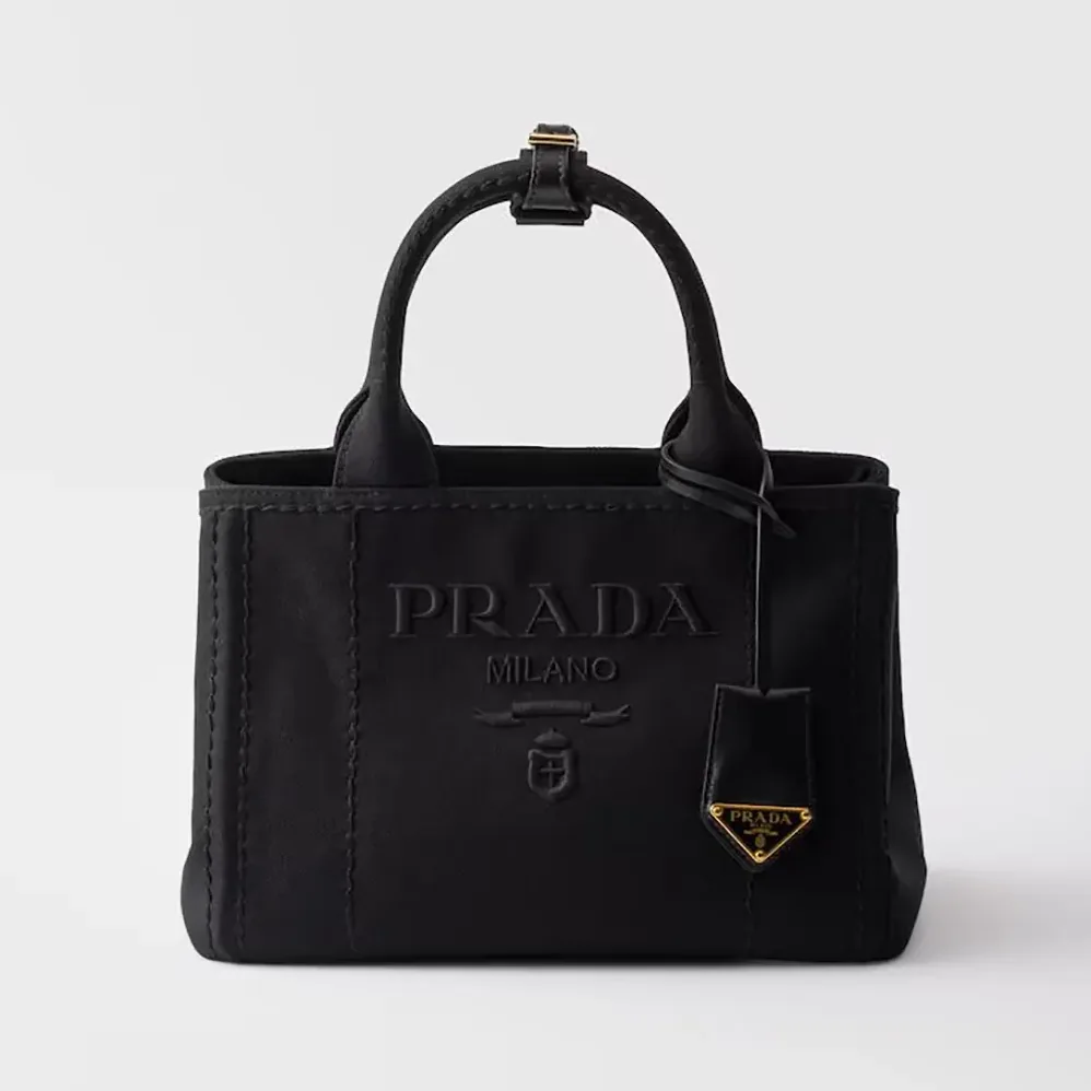 Prada Jardinière Small Cotton Canvas Handbag for Women in Black Prada Jardinière Small Cotton Canvas Handbag for Women in Black