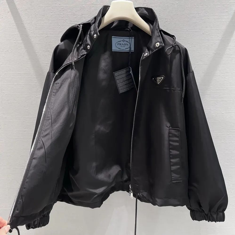 Prada Re-Nylon Blouson Jacket for Women in Black Prada Re-Nylon Blouson Jacket for Women in Black