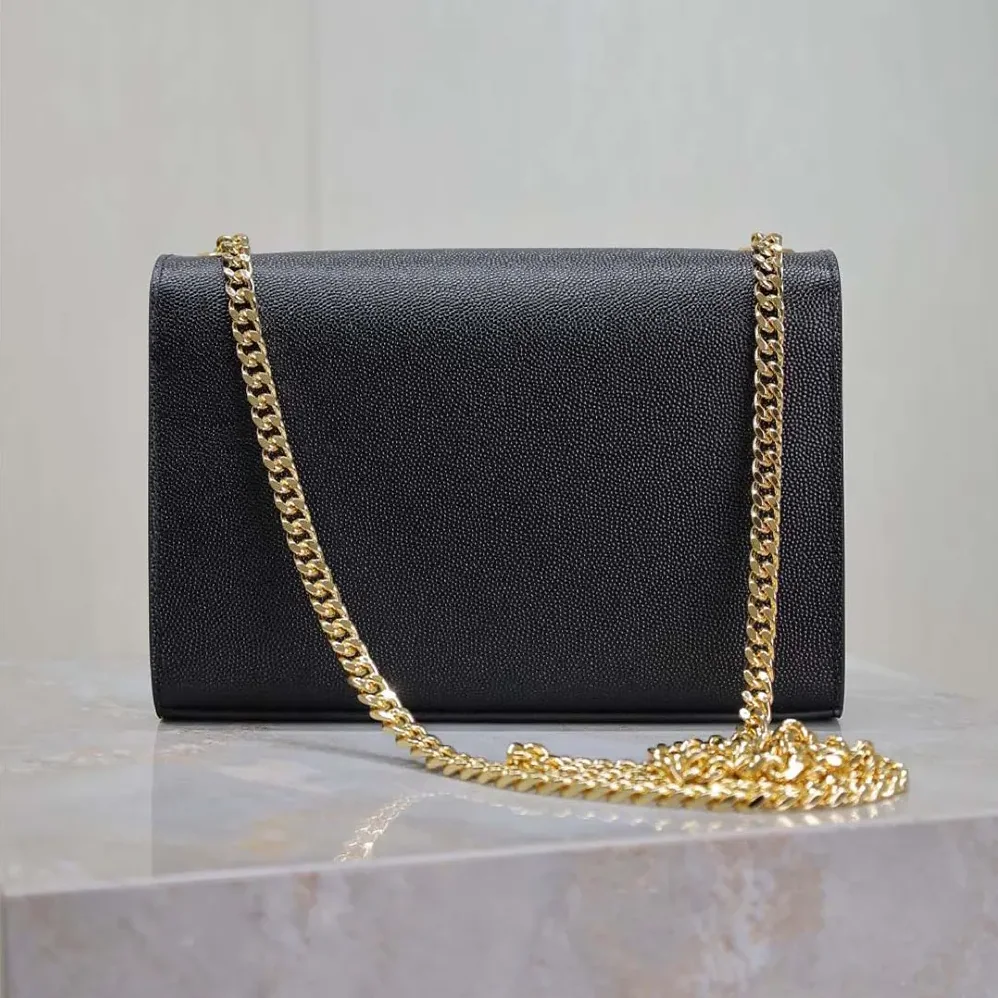 Saint Laurent YSL Kate Medium In Grain De Poudre Embossed Leather Black for Women