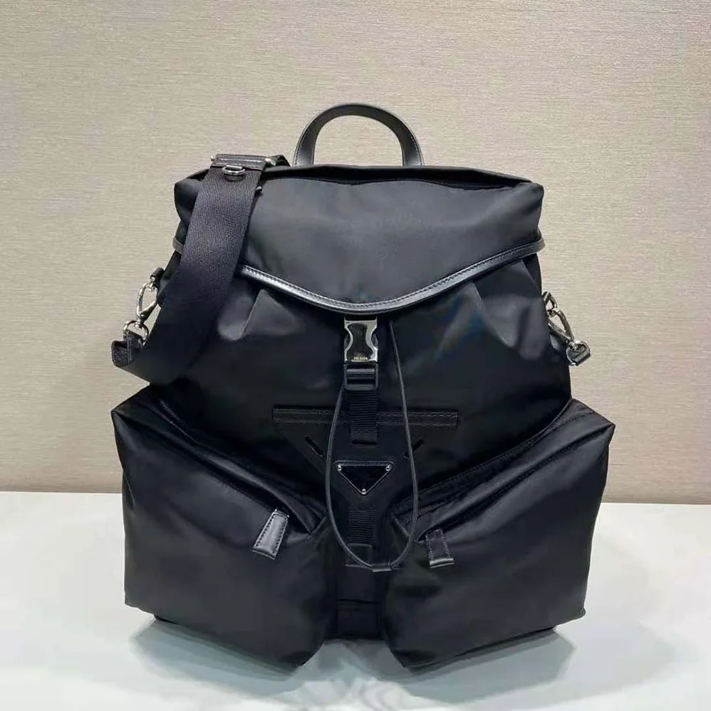 Prada Re-Nylon and Leather Backpack for Unisex in Black Prada Re-Nylon and Leather Backpack for Unisex in Black