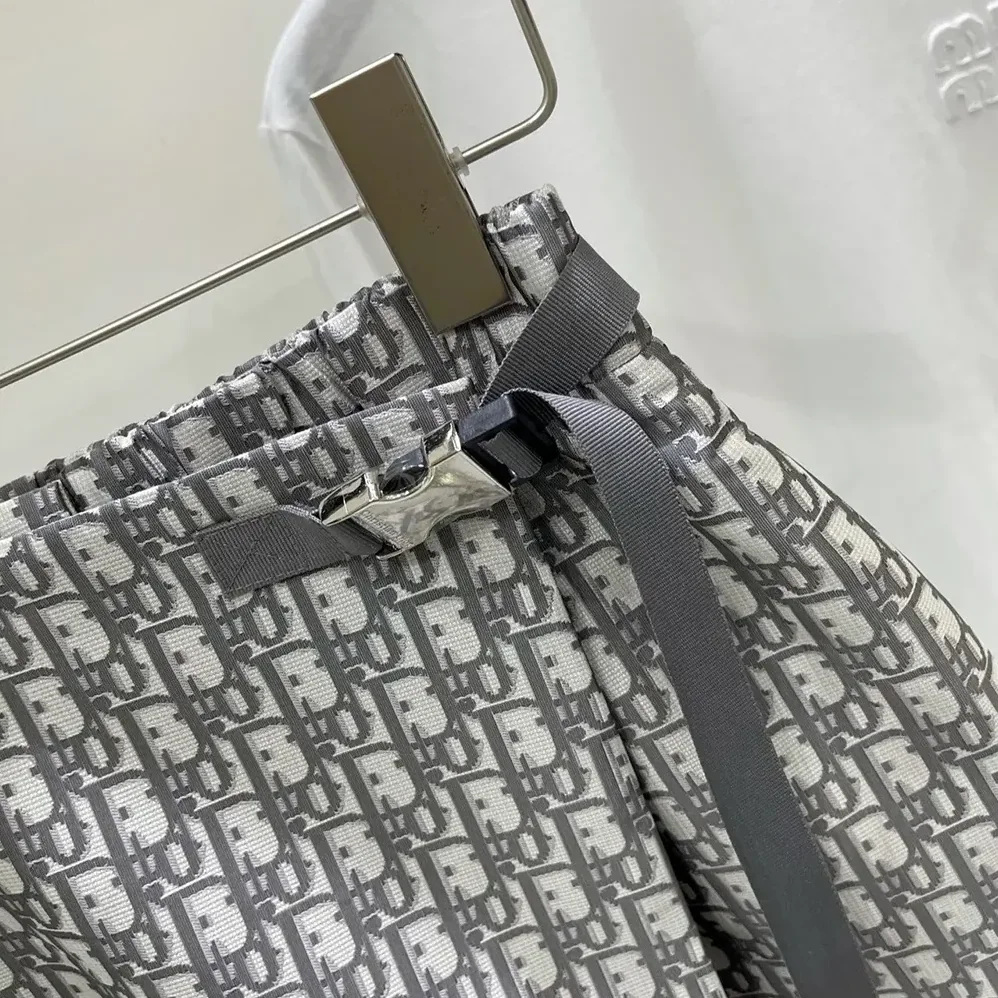 Dior Skort Gray Technical Taffeta Jacquard with Dior Oblique Motif for Women