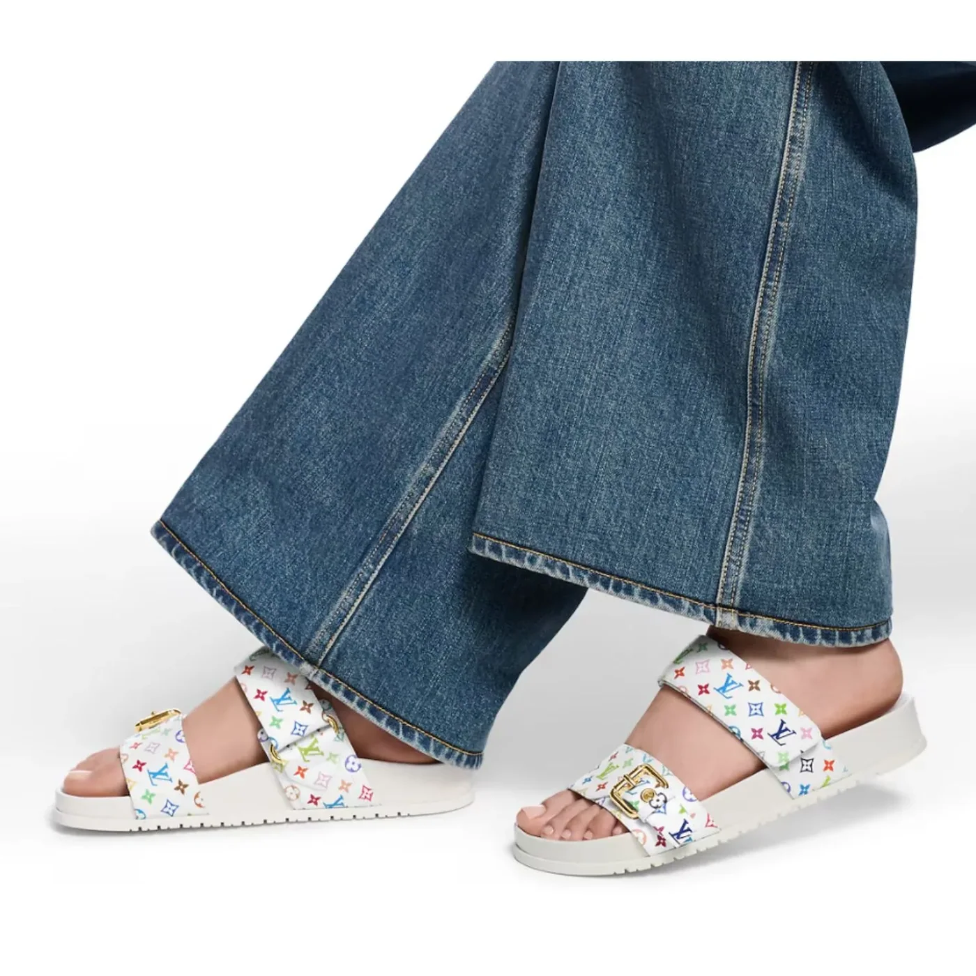 Louis Vuitton LV x TM Bom Dia Flat Comfort Mule Multicolored Blanc - 1AGXU3 Louis Vuitton LV x TM Bom Dia Flat Comfort Mule Multicolored Blanc - 1AGXU3